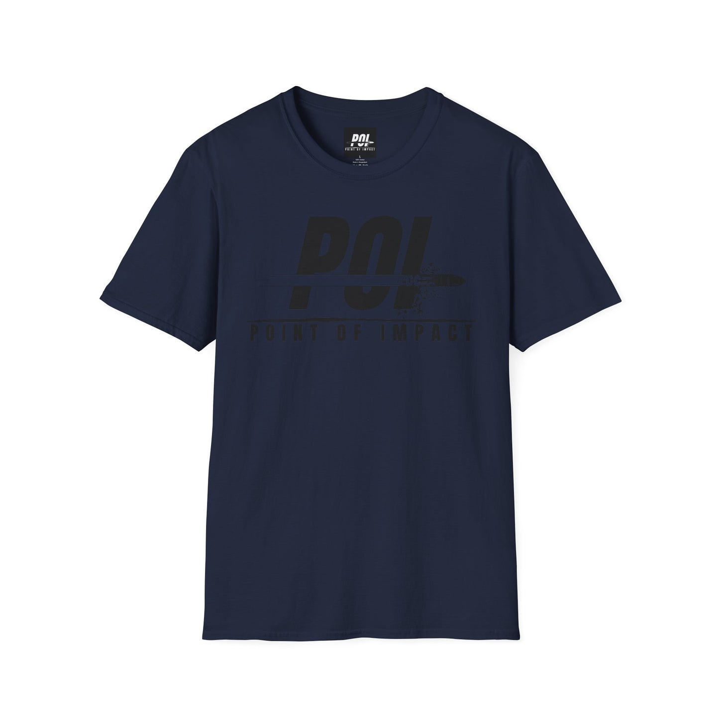 Point of Impact Black Logo Softstyle Unisex T-Shirt