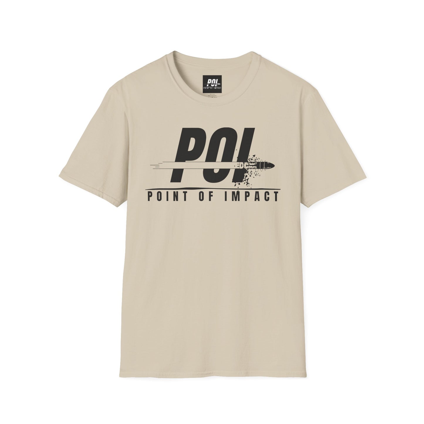 Point of Impact Black Logo Softstyle Unisex T-Shirt