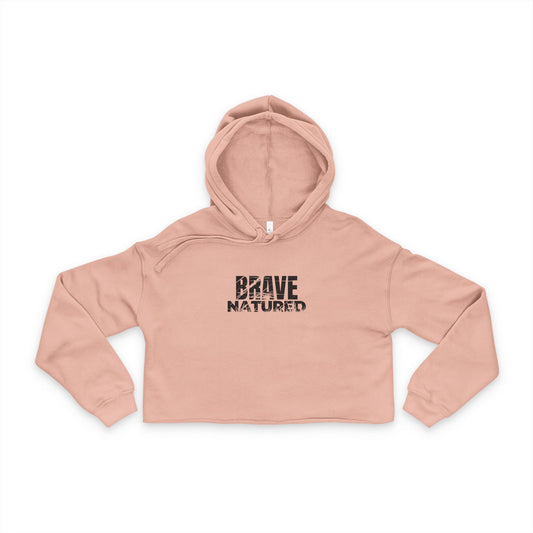 Brave Natured Black Logo Women's Cropped Hoodie