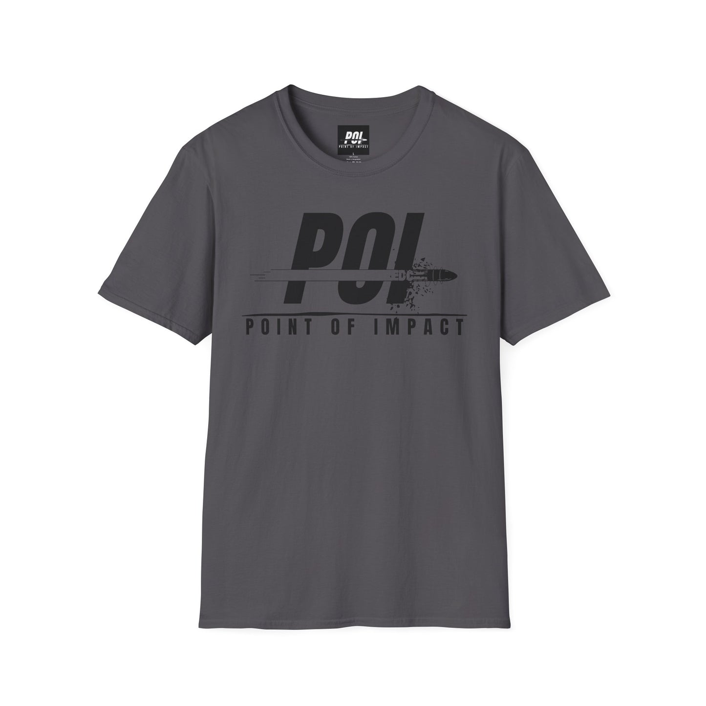Point of Impact Black Logo Softstyle Unisex T-Shirt