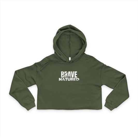 Brave Natured White Logo Women's Cropped Hoodie