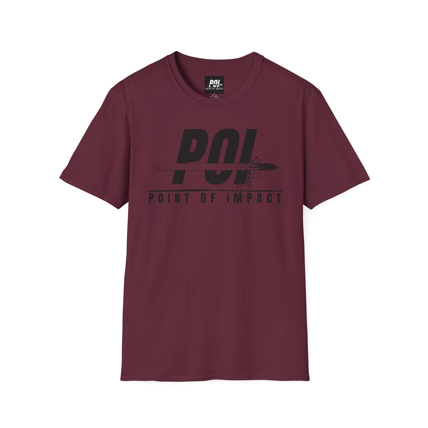 Point of Impact Black Logo Softstyle Unisex T-Shirt