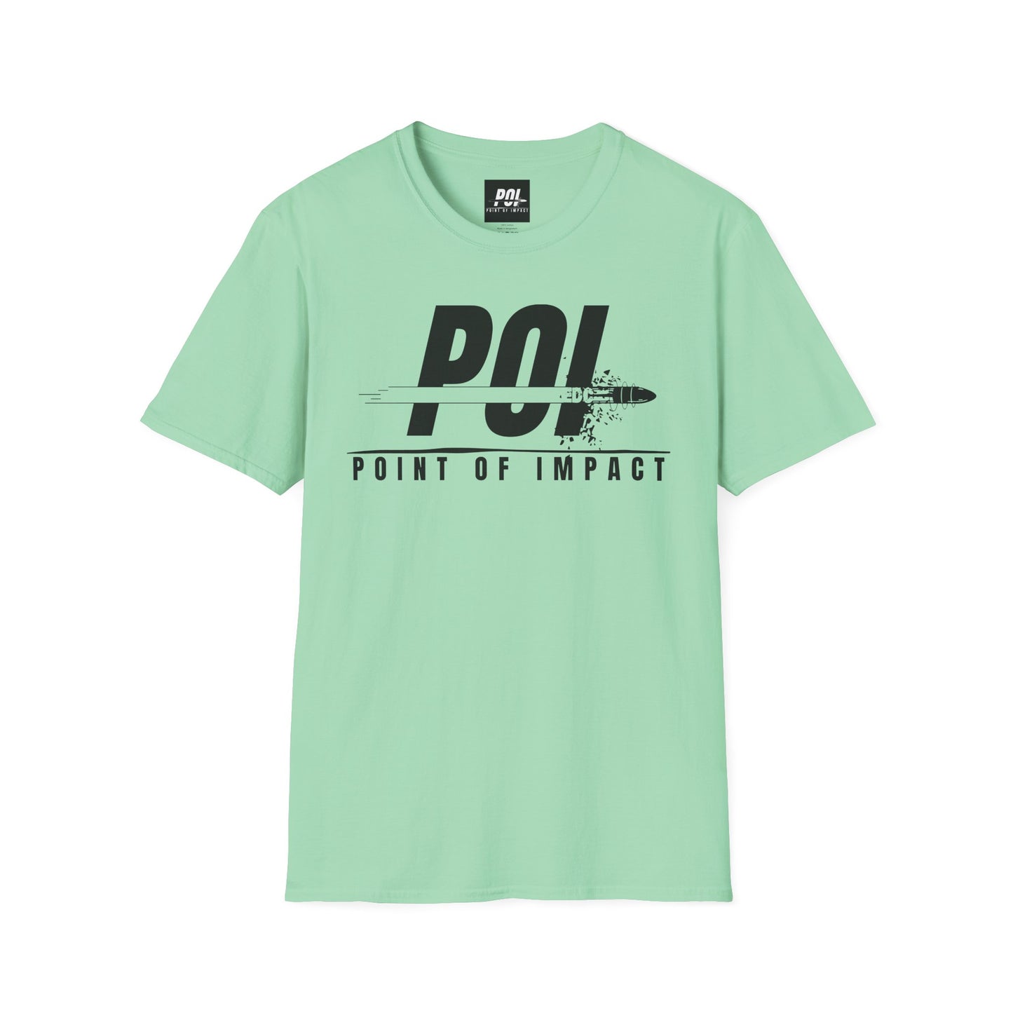 Point of Impact Black Logo Softstyle Unisex T-Shirt