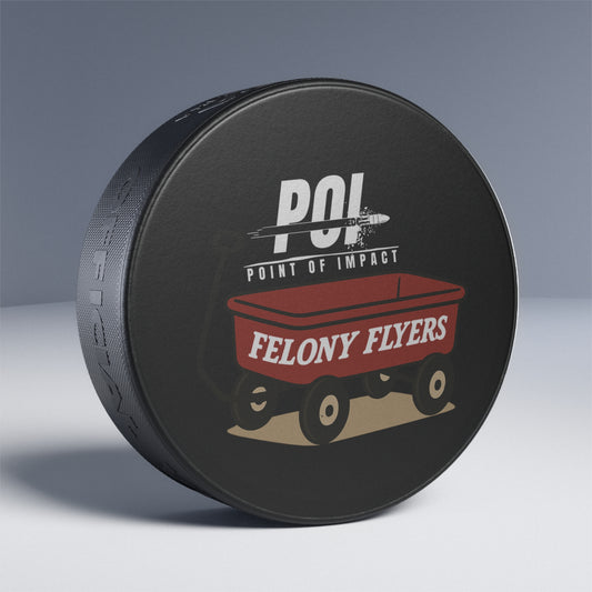 Hockey Puck, Sports Memorabilia, Gift for Players, Ice Hockey Decor, Unique Sports Gift, Felony Flyers Design