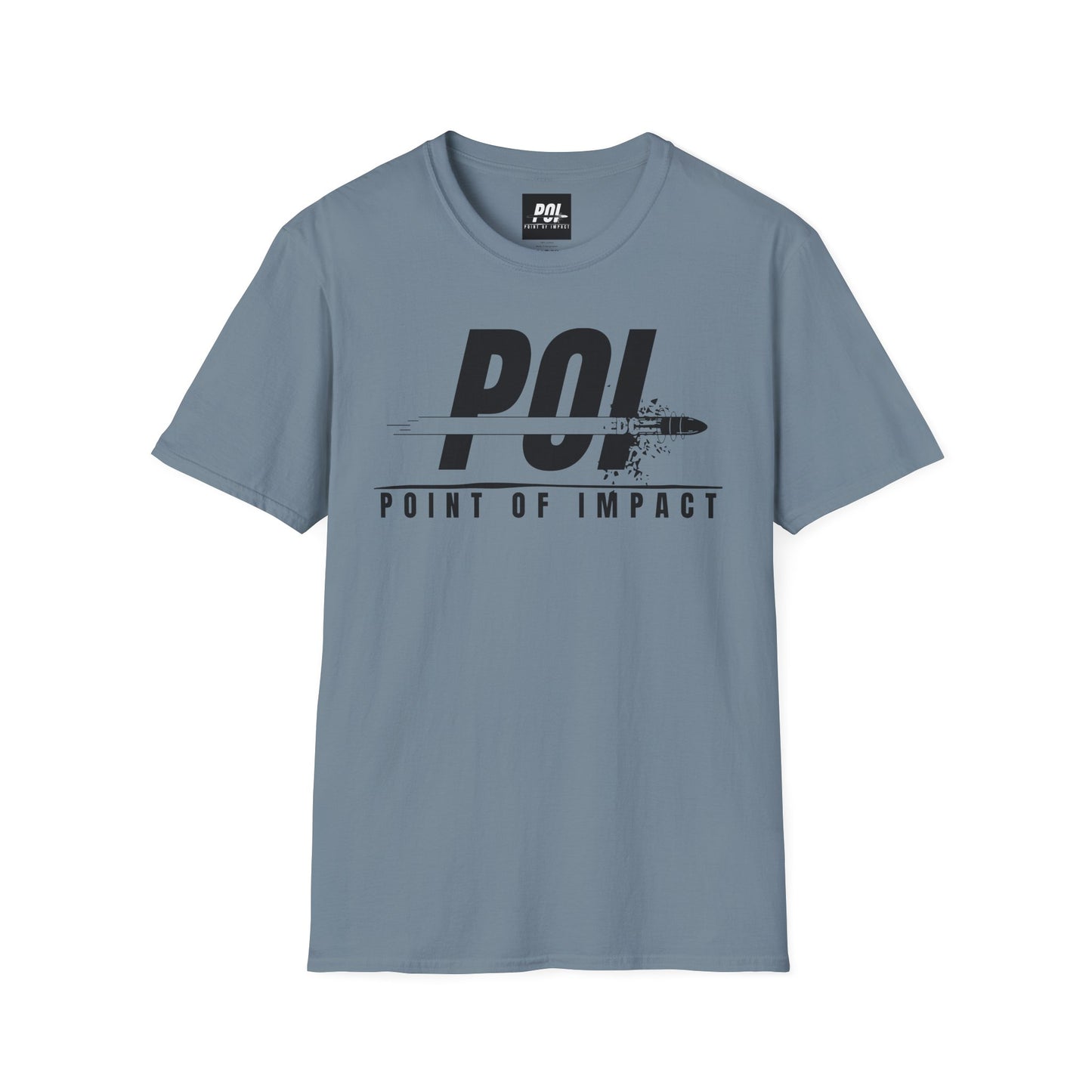 Point of Impact Black Logo Softstyle Unisex T-Shirt