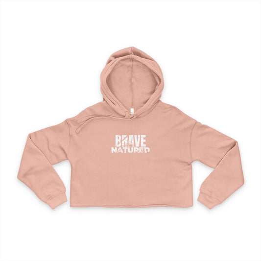 Brave Natured White Logo Women's Cropped Hoodie