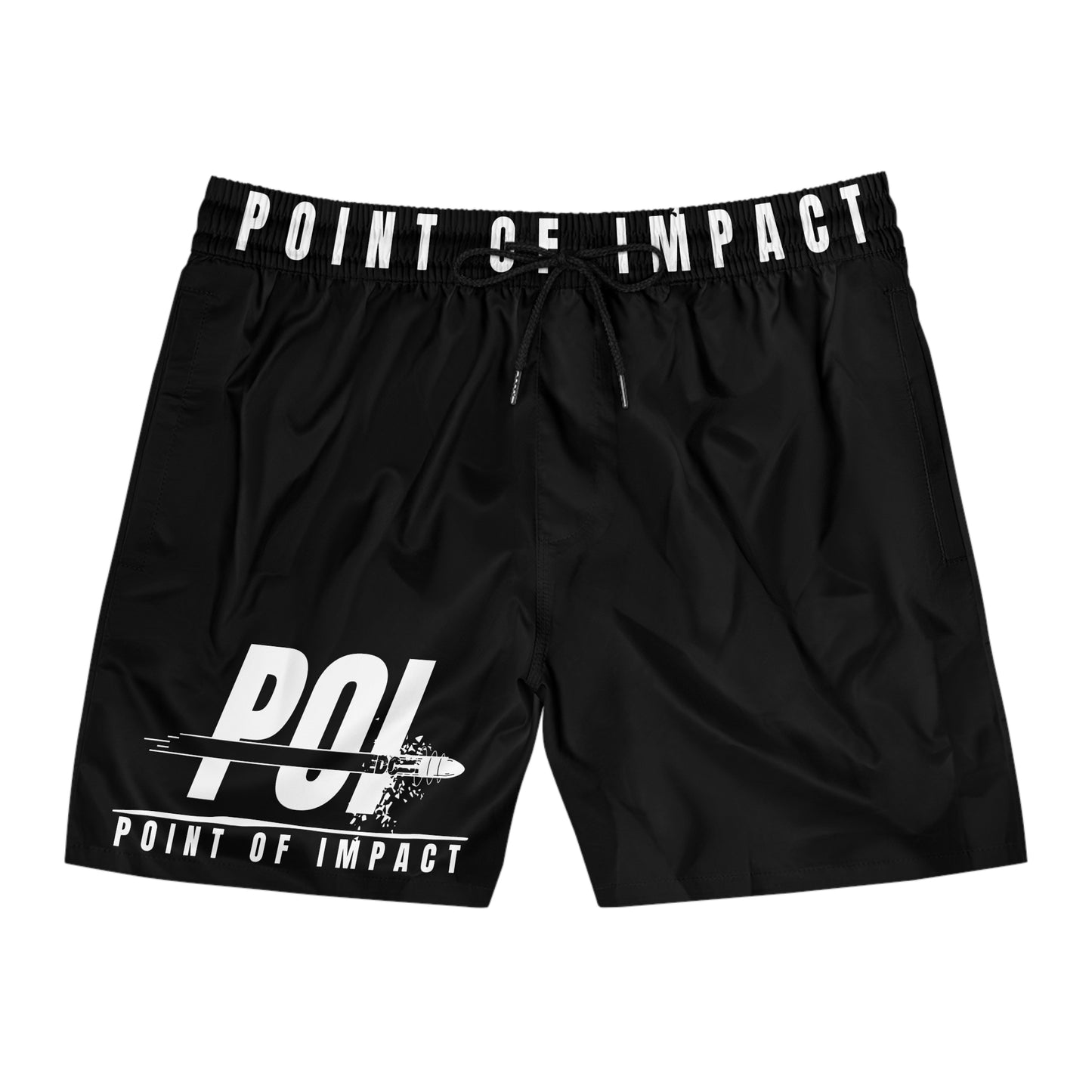 POI Men's Mid-Length Swim Shorts - Point of Impact White Logo