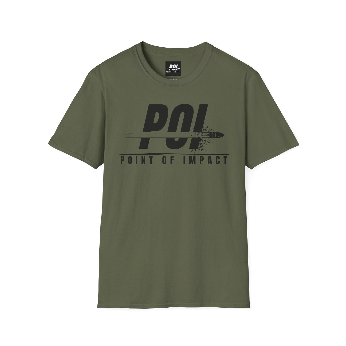 Point of Impact Black Logo Softstyle Unisex T-Shirt