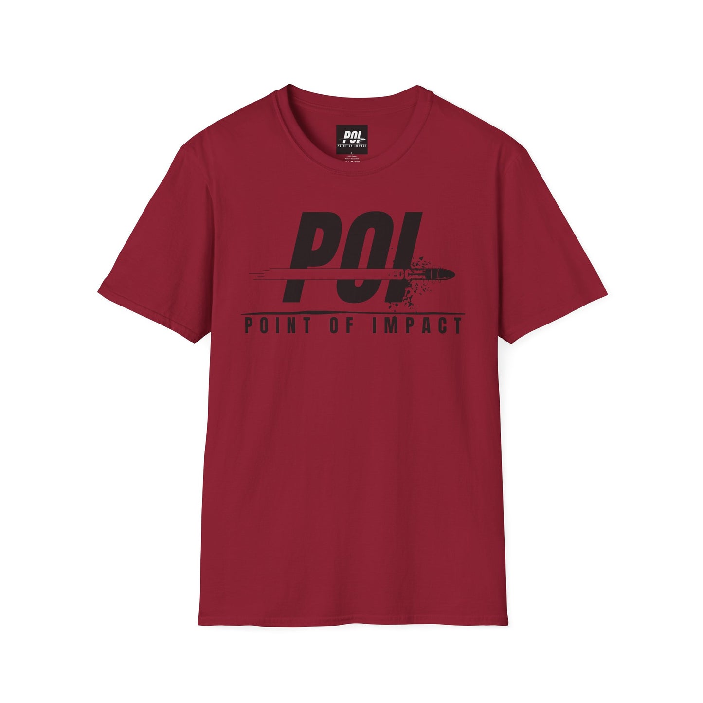 Point of Impact Black Logo Softstyle Unisex T-Shirt
