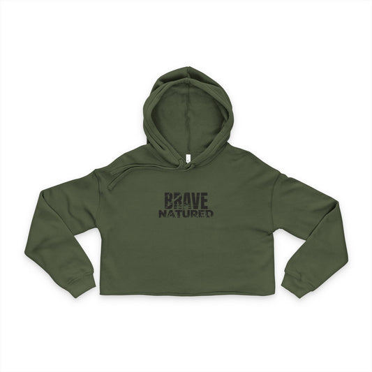 Brave Natured Black Logo Women's Cropped Hoodie