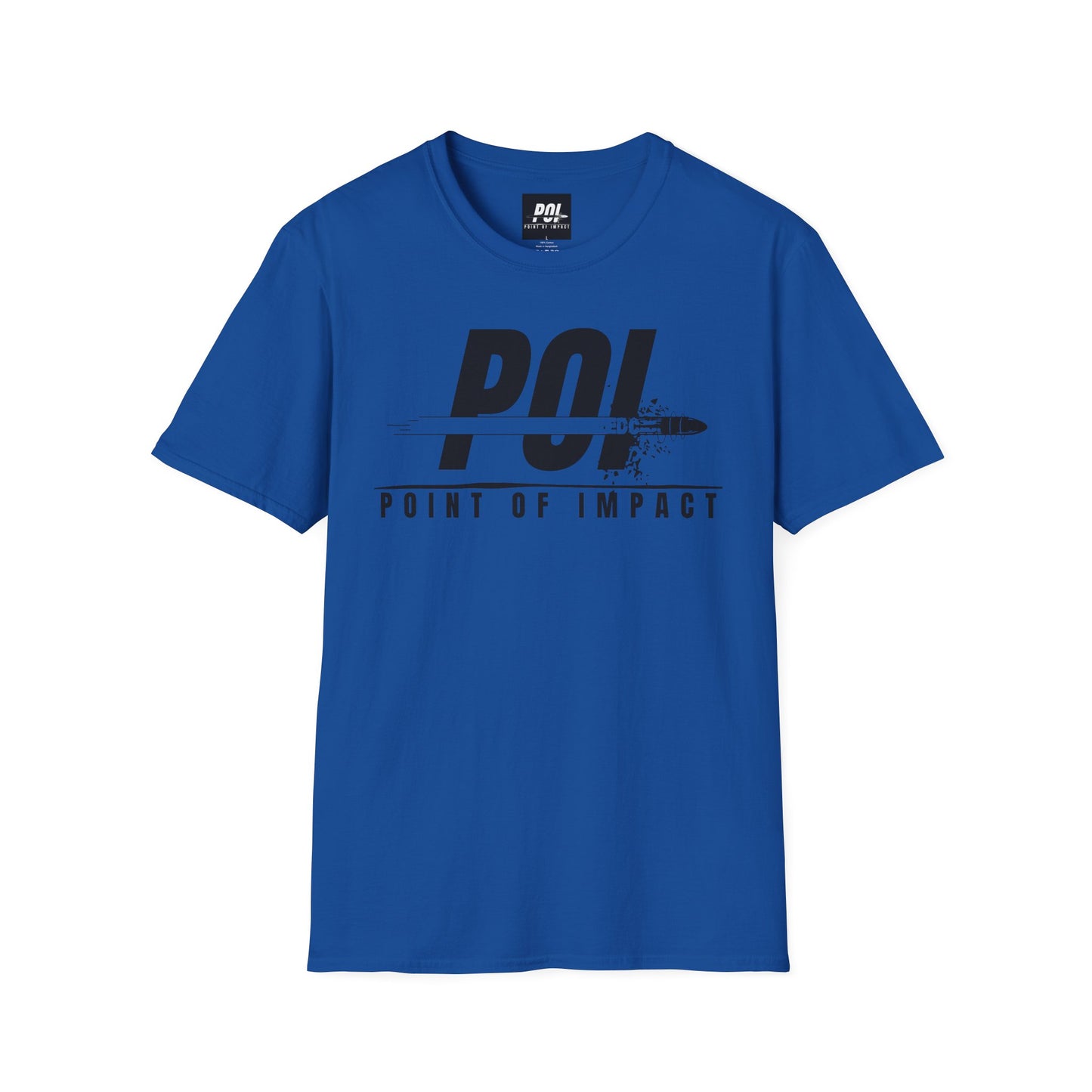 Point of Impact Black Logo Softstyle Unisex T-Shirt