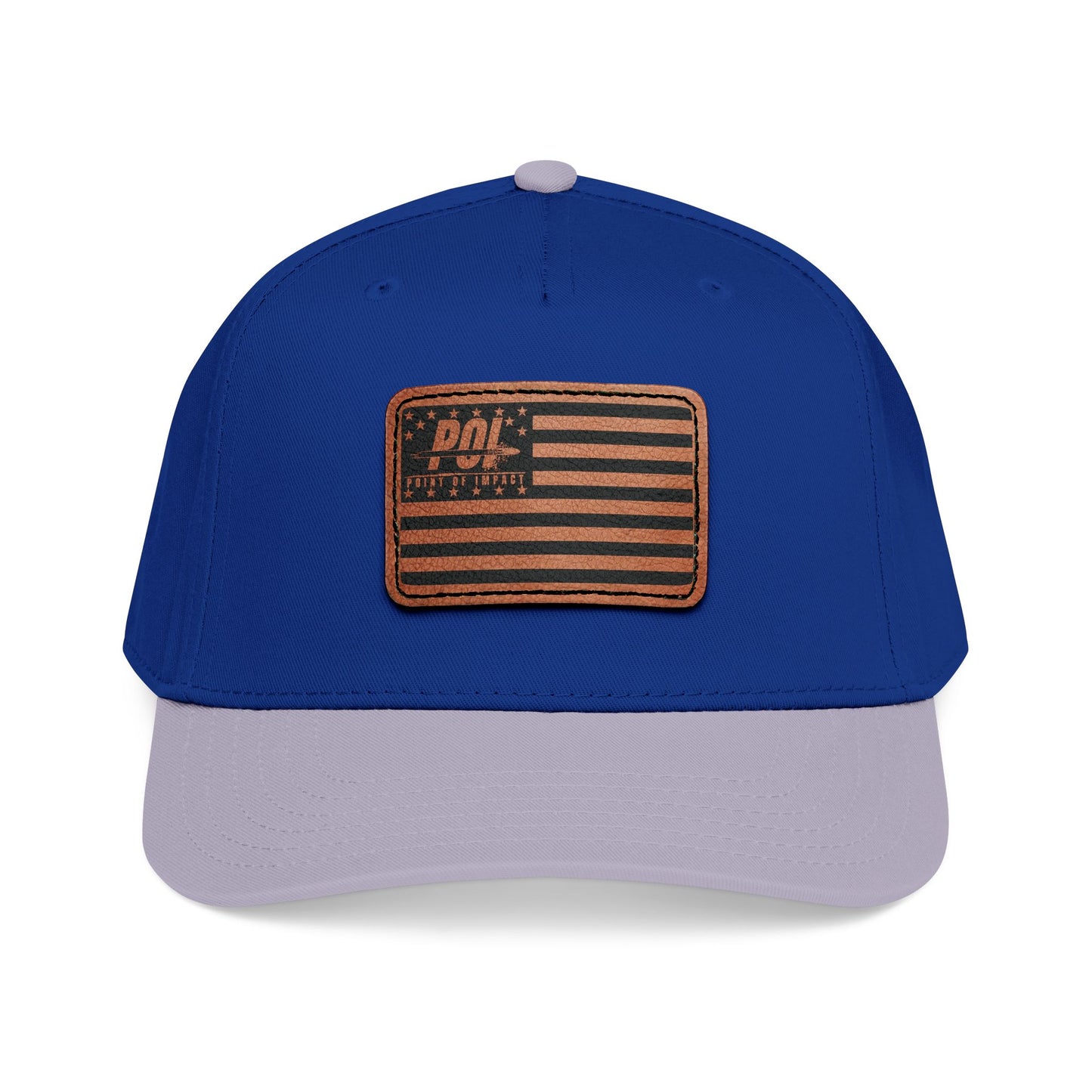 POI Leather Patch Flag Baseball Cap — Mid Profile Trucker Hat