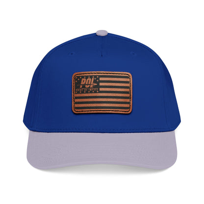 POI Leather Patch Flag Baseball Cap — Mid Profile Trucker Hat