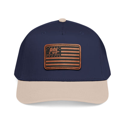 POI Leather Patch Flag Baseball Cap — Mid Profile Trucker Hat