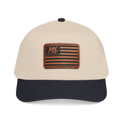 POI Leather Patch Flag Baseball Cap — Mid Profile Trucker Hat