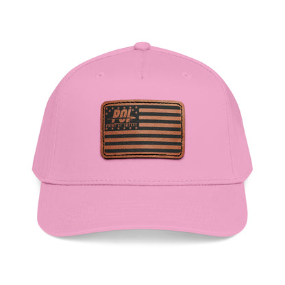 POI Leather Patch Flag Baseball Cap — Mid Profile Trucker Hat