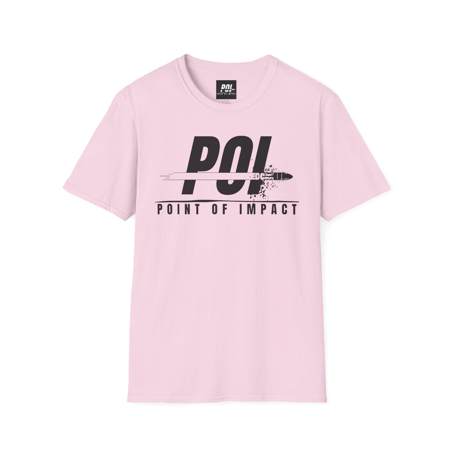 Point of Impact Black Logo Softstyle Unisex T-Shirt
