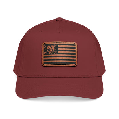 POI Leather Patch Flag Baseball Cap — Mid Profile Trucker Hat