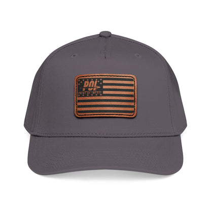 POI Leather Patch Flag Baseball Cap — Mid Profile Trucker Hat
