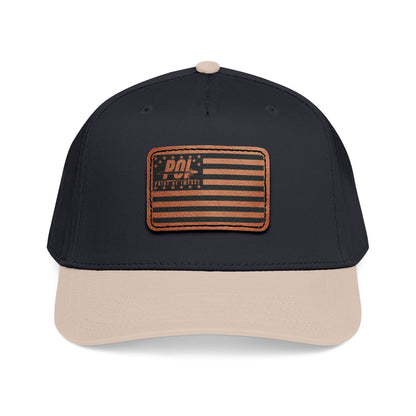 POI Leather Patch Flag Baseball Cap — Mid Profile Trucker Hat