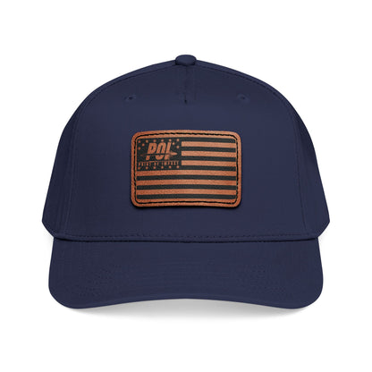 POI Leather Patch Flag Baseball Cap — Mid Profile Trucker Hat