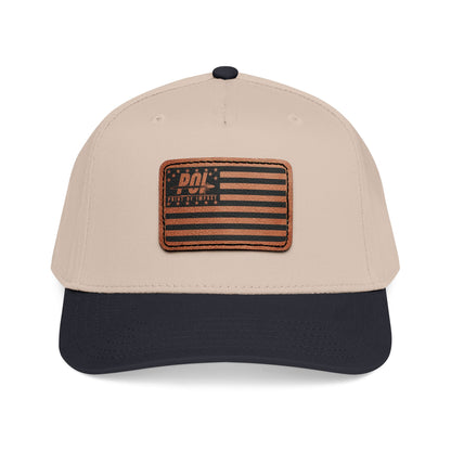 POI Leather Patch Flag Baseball Cap — Mid Profile Trucker Hat