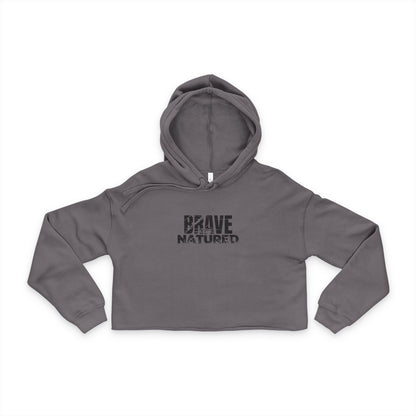 Brave Natured Black Logo Women's Cropped Hoodie