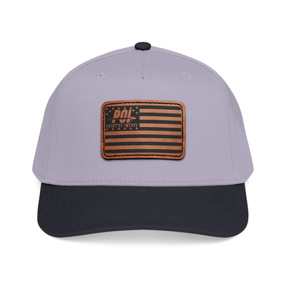 POI Leather Patch Flag Baseball Cap — Mid Profile Trucker Hat