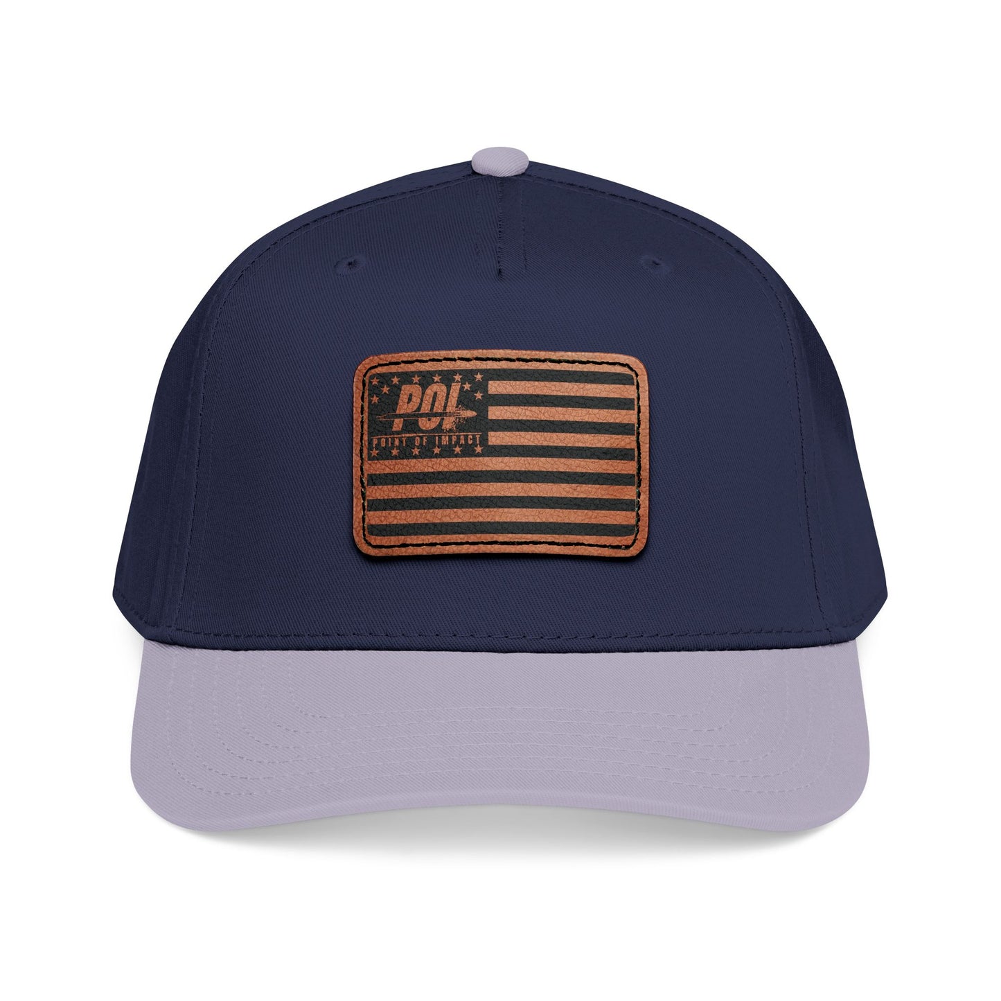 POI Leather Patch Flag Baseball Cap — Mid Profile Trucker Hat