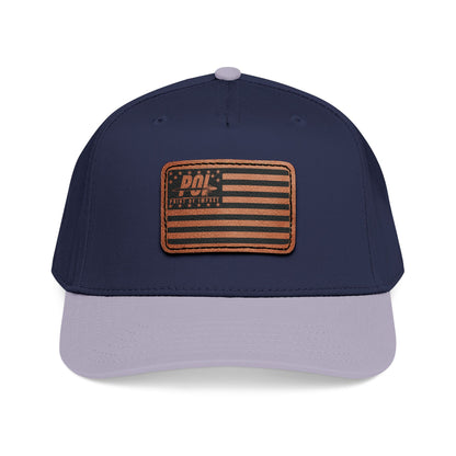 POI Leather Patch Flag Baseball Cap — Mid Profile Trucker Hat