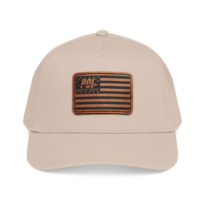 POI Leather Patch Flag Baseball Cap — Mid Profile Trucker Hat