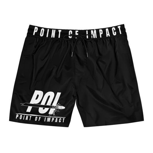 POI Men's Mid-Length Swim Shorts - Point of Impact White Logo