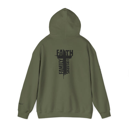 POI Faith • Family • Firearms Cross T-Shirt — Patriotic Christian Gun Rights Hoodie