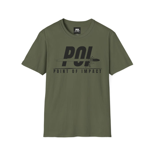 Point of Impact Black Logo Softstyle Unisex T-Shirt