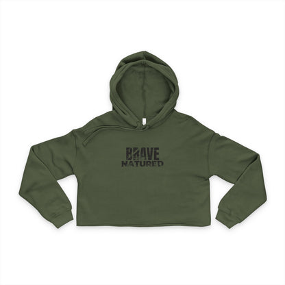 Brave Natured Black Logo Women's Cropped Hoodie